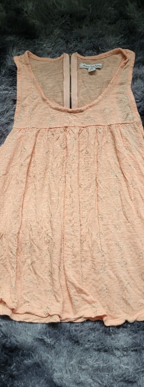 American Eagle Zip-Back Scoop Neck Peach Tank Top